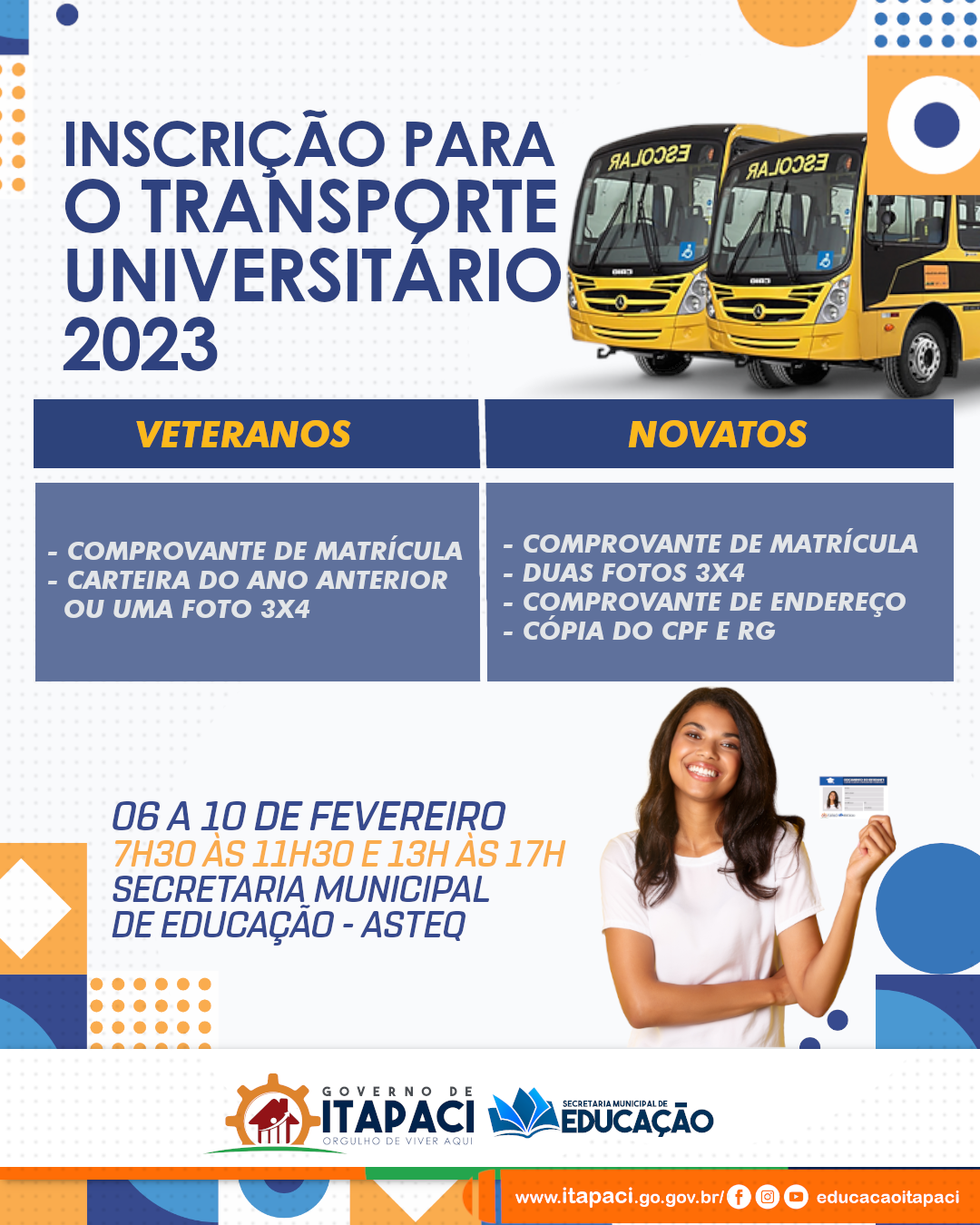 INSCRIÇÃO PARA O TRANSPORTE UNIVERSITÁRIO